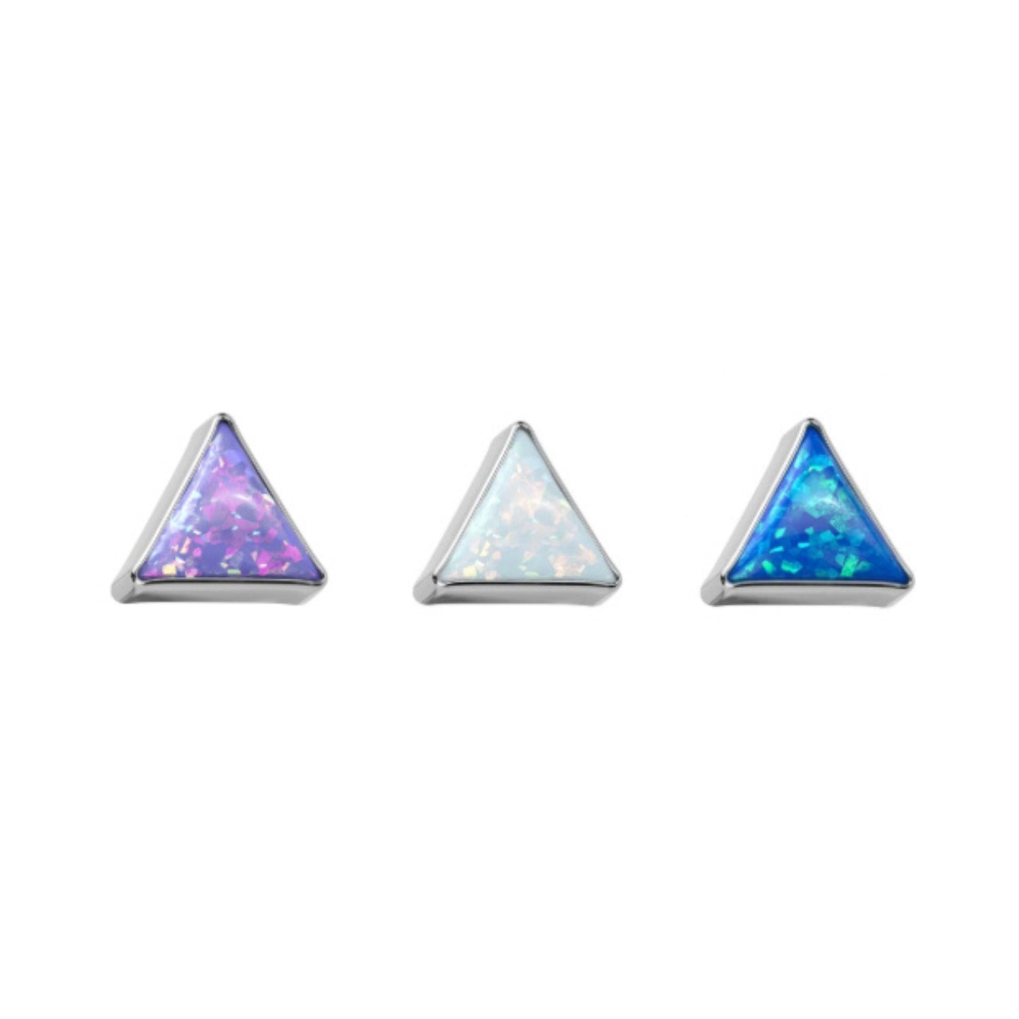 Titanium Threadless Opal Triangle Top