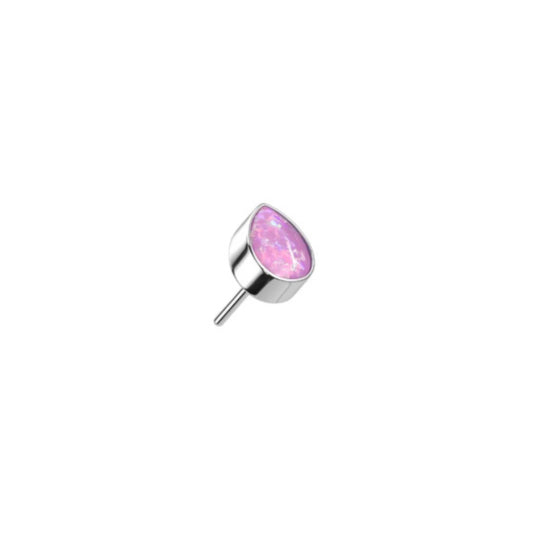 Titanium Threadless Pink Opal Teardrop Top