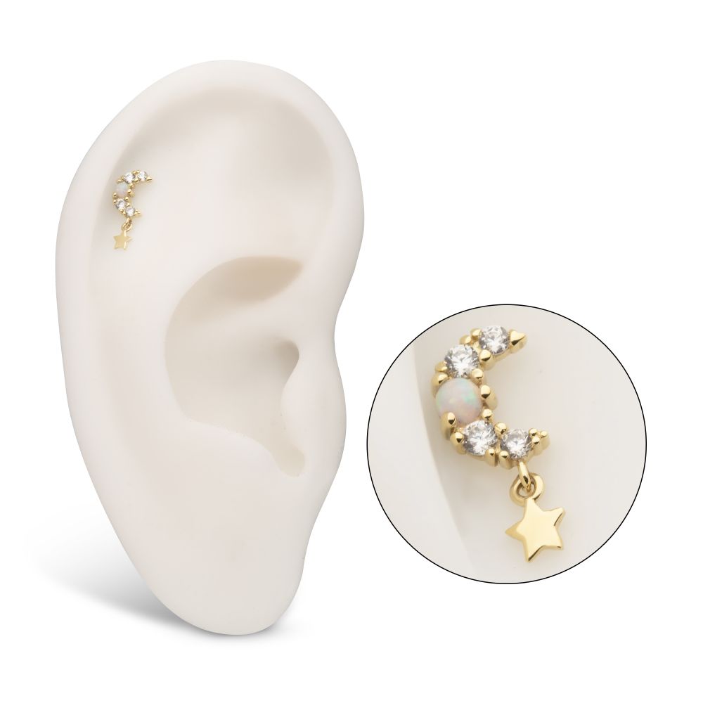 14K Gold Opal Moon Threadless Top