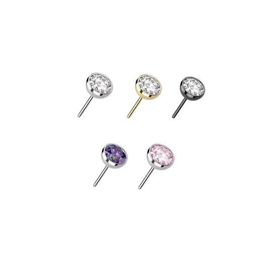 Titanium Threadless Bezel Set CZ Top