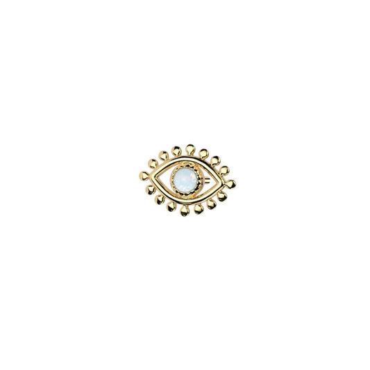 PREORDER 14K Gold Threadless Push In Eye With Opal Center Top