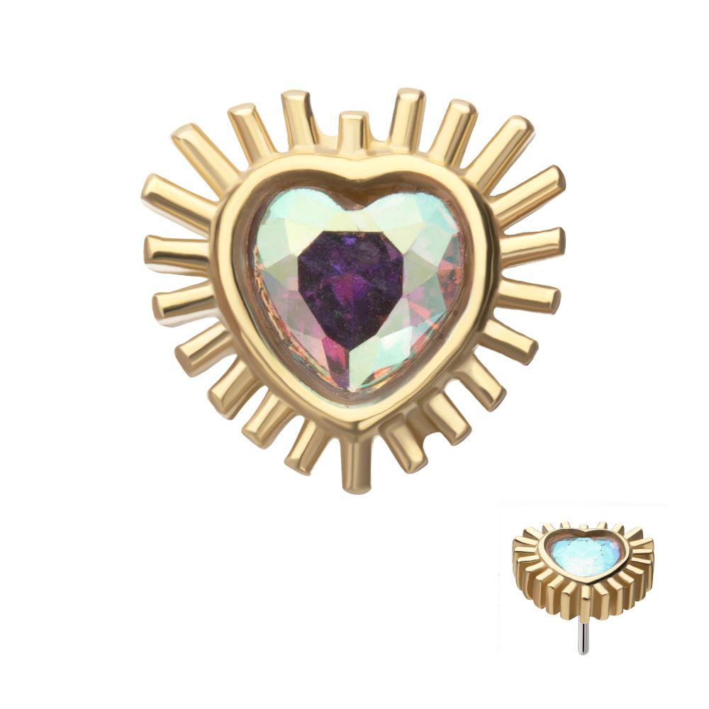 14K Gold Heart Threadless Top