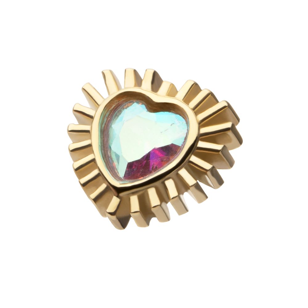 14K Gold Heart Threadless Top