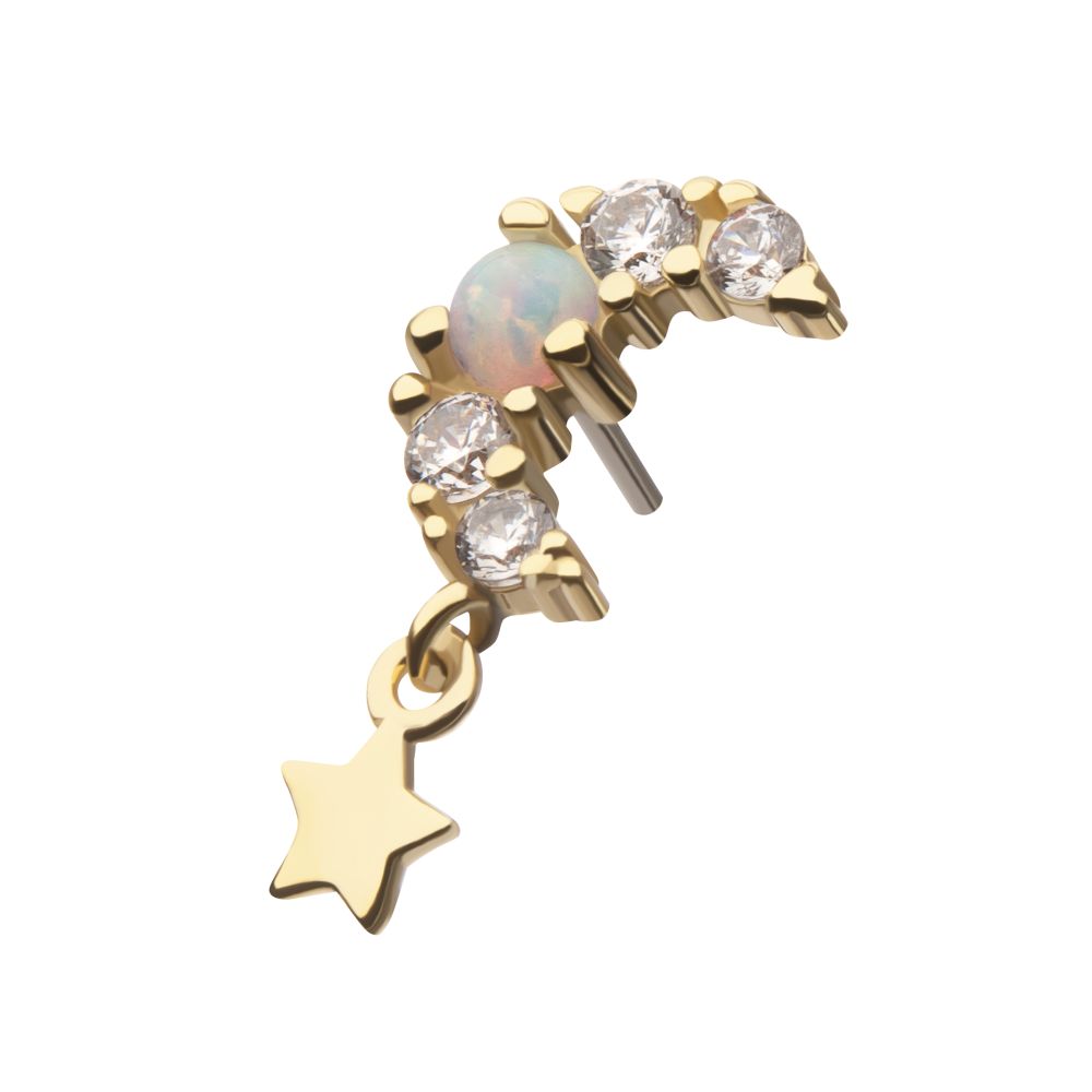14K Gold Opal Moon Threadless Top