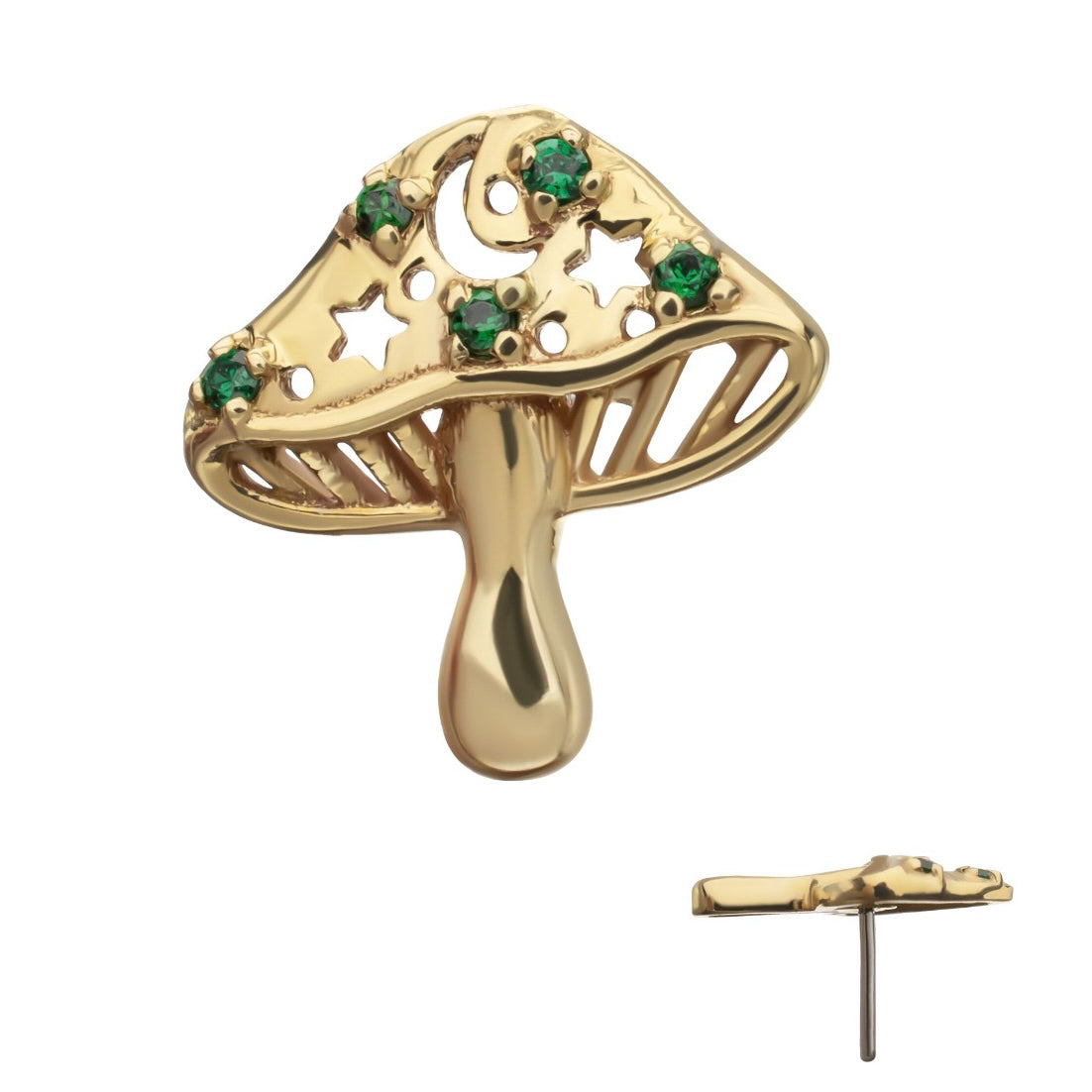 14K Gold Mushroom Threadless Top