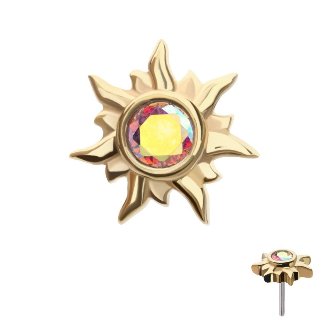 14K Gold Sunburst Threadless Top