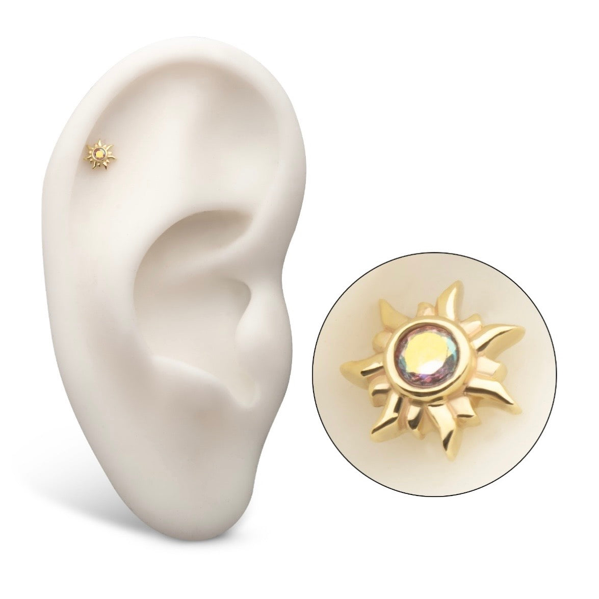 14K Gold Sunburst Threadless Top